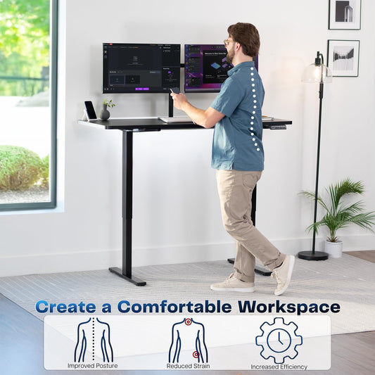 EasyLift Electric Height Adjustable Desk | Ergonomic Sit-Stand Work from Home Table | 4 Memory Presets | Silent Motor | 1200 x 600 mm Thick Top | 5 Years Warranty | Black