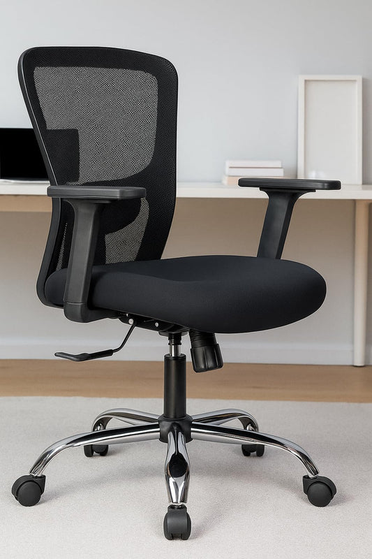 CloudSit™ Ergonest Medium Back Ergonomic Office Chair | Intelli-Adapt Recline, Adjustable Lumbar, 2D Armrest | Mesh Back | Moulded Foam Seat | 10-Years Warranty | Black