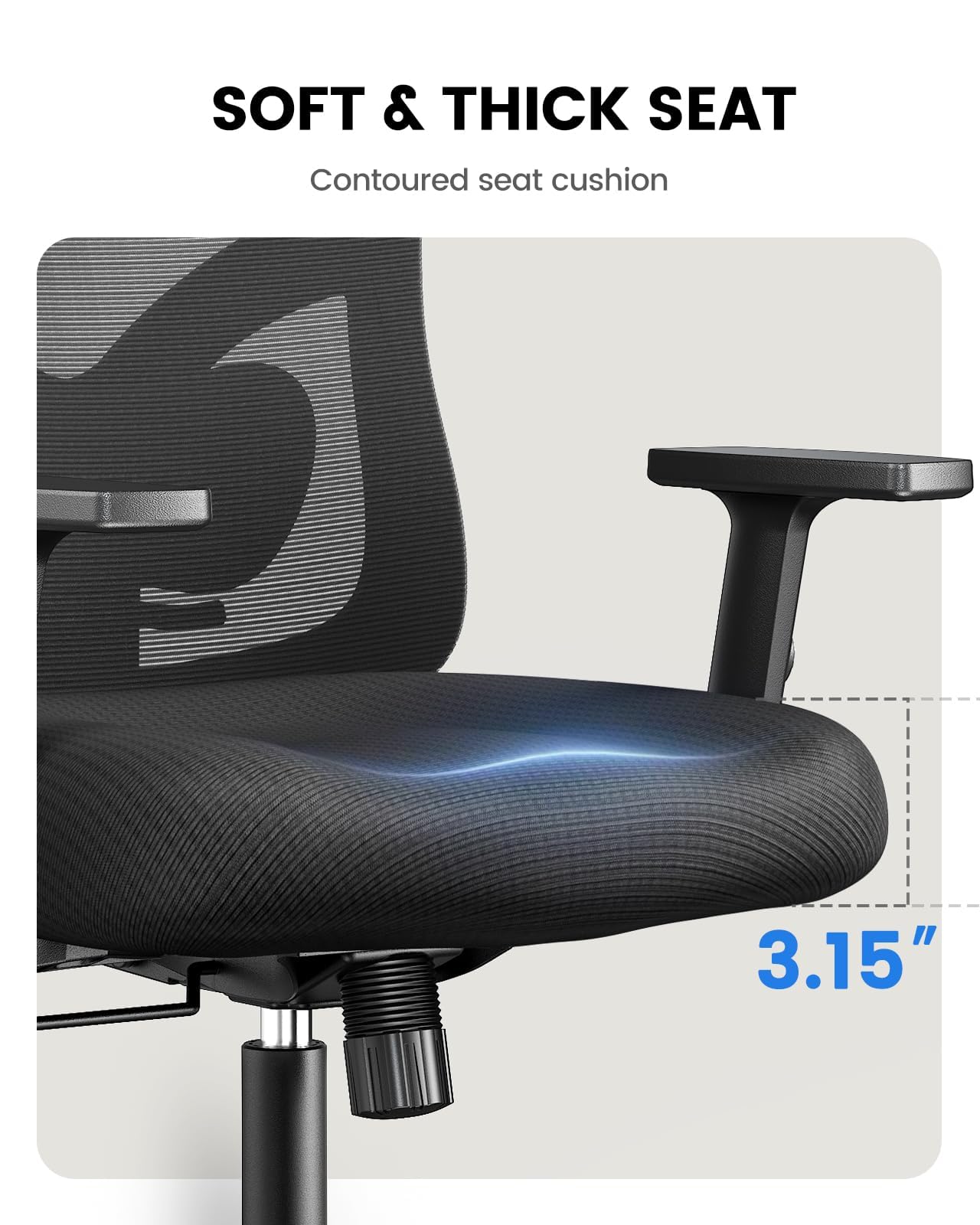 CloudSit™ Ergonest Medium Back Ergonomic Office Chair | Intelli-Adapt Recline, Adjustable Lumbar, 2D Armrest | Mesh Back | Moulded Foam Seat | 10-Years Warranty | Black