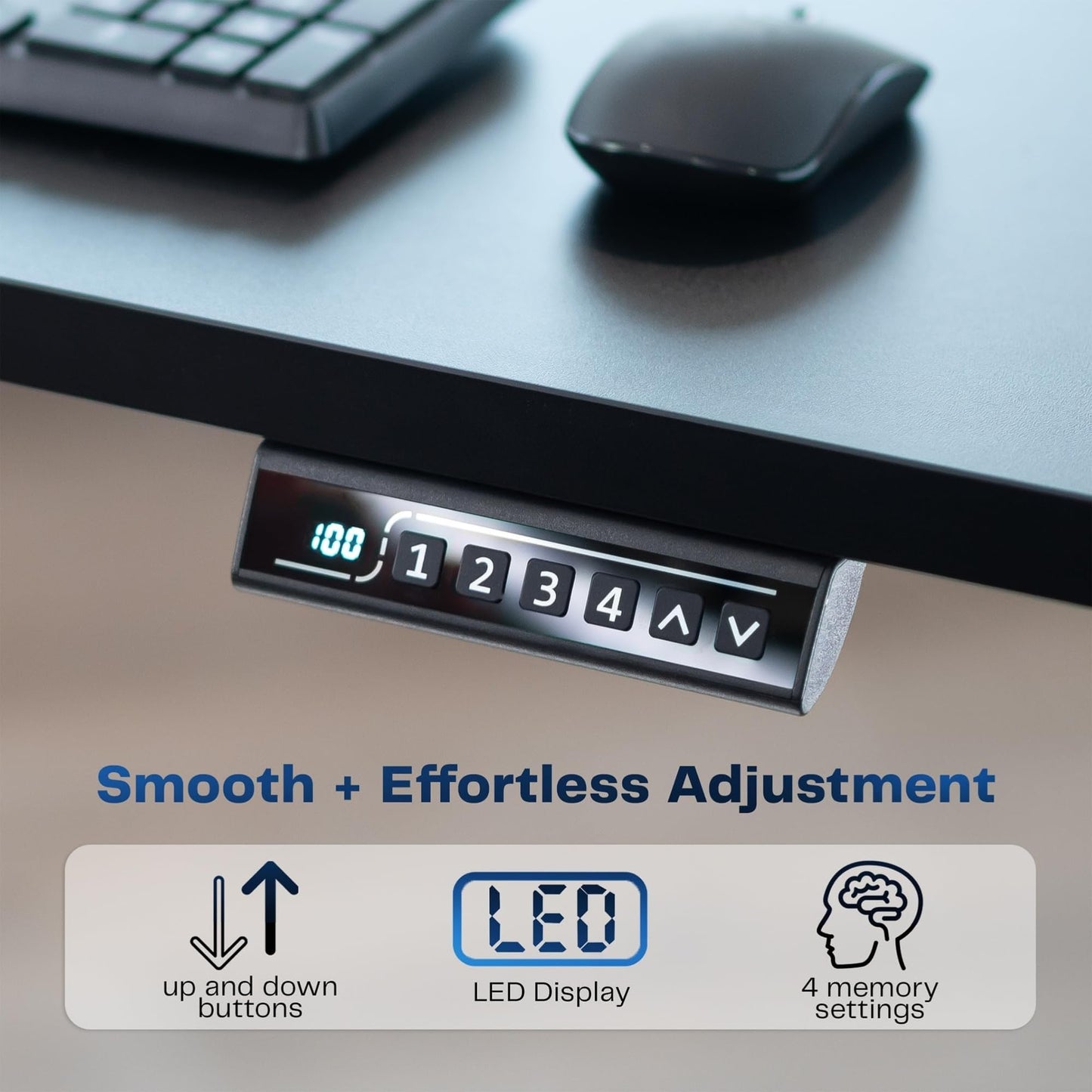 EasyLift Electric Height Adjustable Desk | Ergonomic Sit-Stand Work from Home Table | 4 Memory Presets | Silent Motor | 1200 x 600 mm Thick Top | 5 Years Warranty | Black